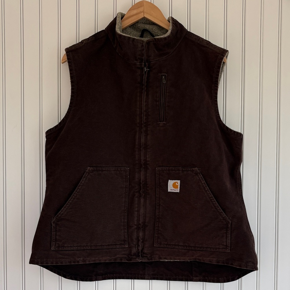 EUC Carhartt Washed Duck Sherpa-Lined Mock-Neck Relaxed-Fit Vest- Women’s Large